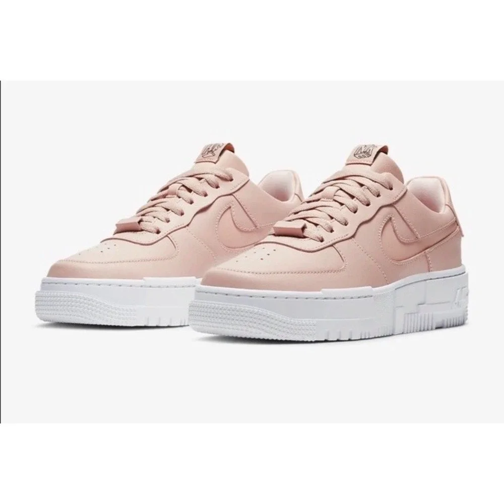 Nike Air Force 1 Pixel Beige White Low Top Leather Women's Sneakers Lace Up 8.5